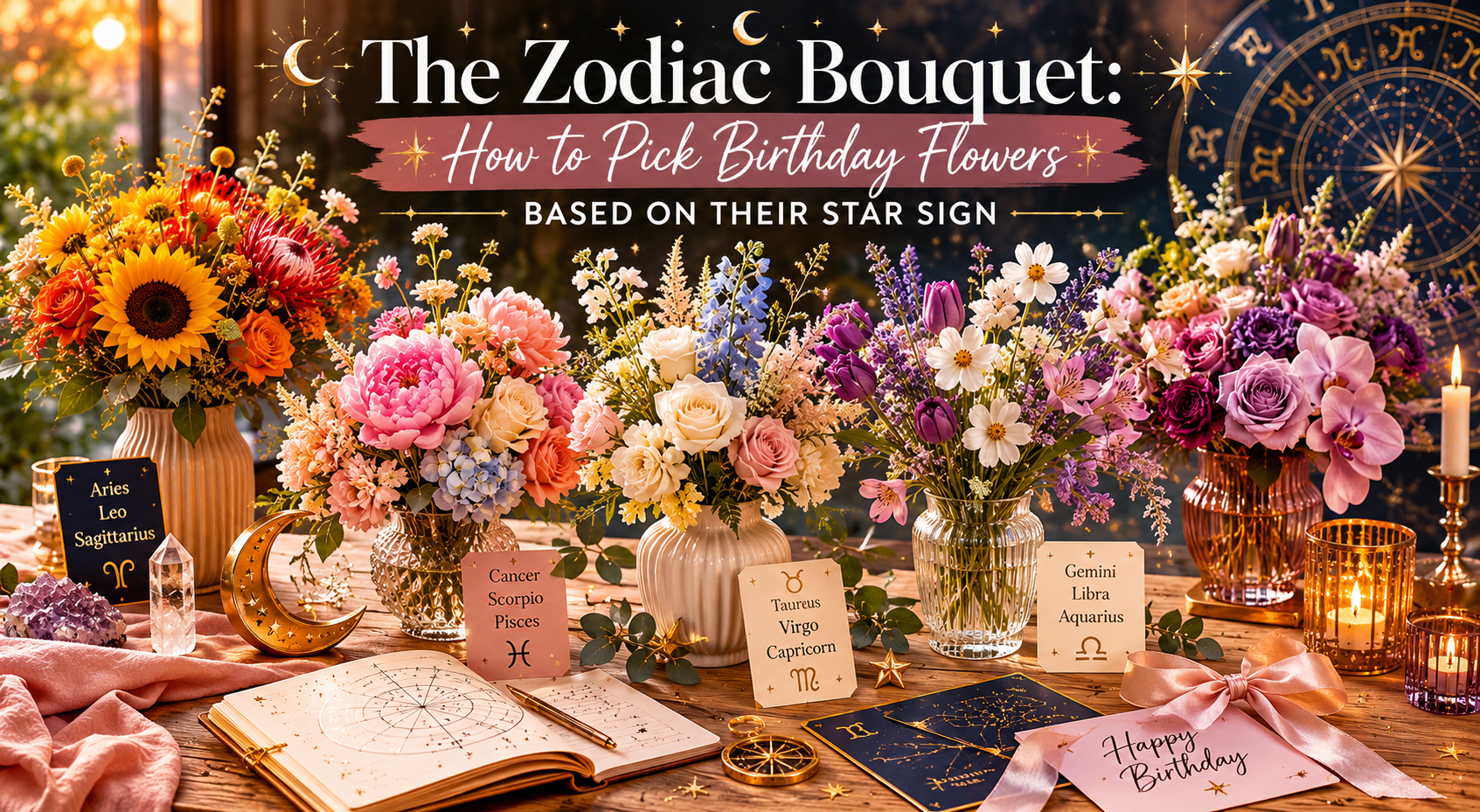 Cover image for The Zodiac Bouquet: How to Pick Birthday Flowers Based on Their Star Sign