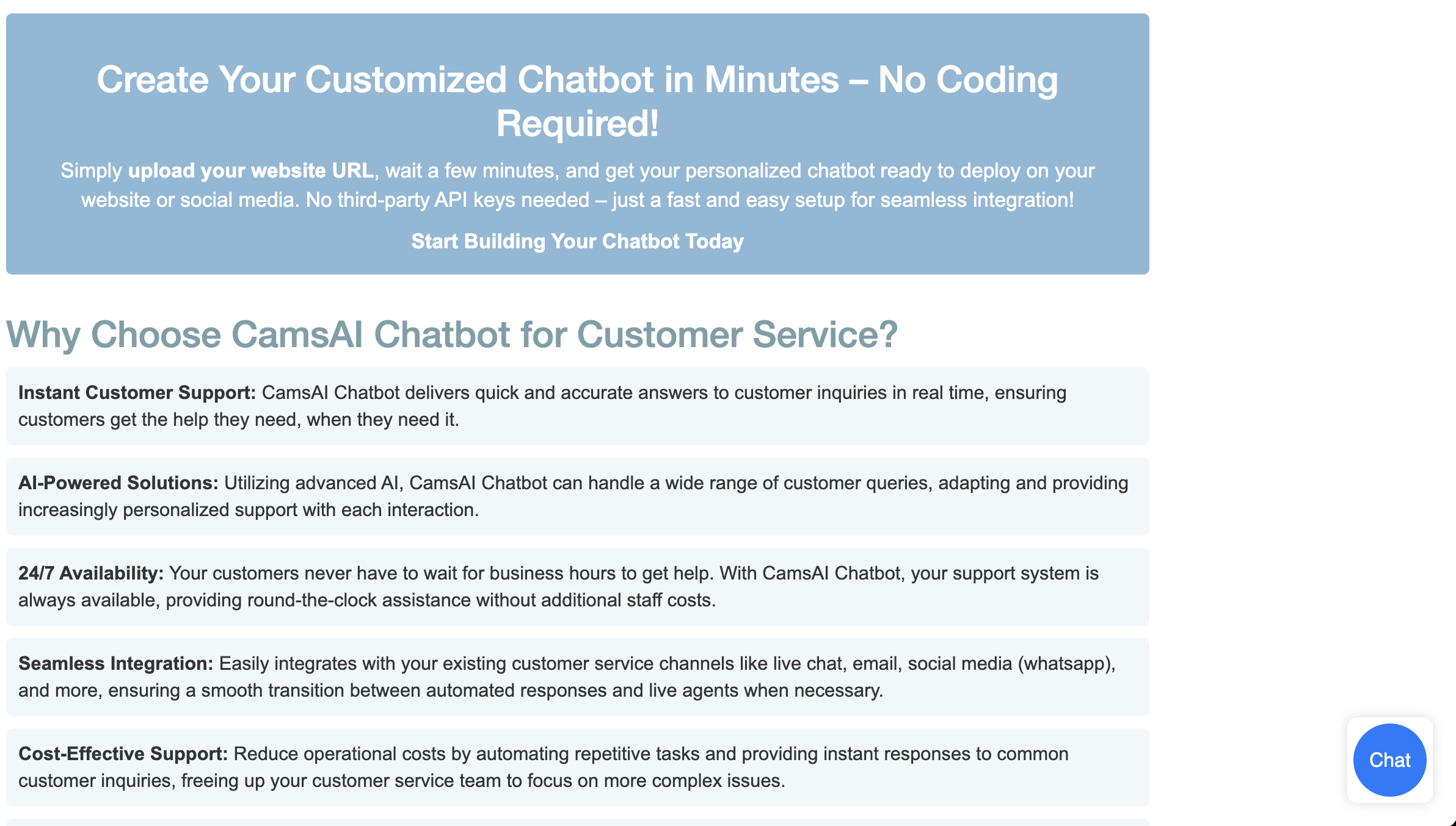 Cover image for CamsAI Chatbot
