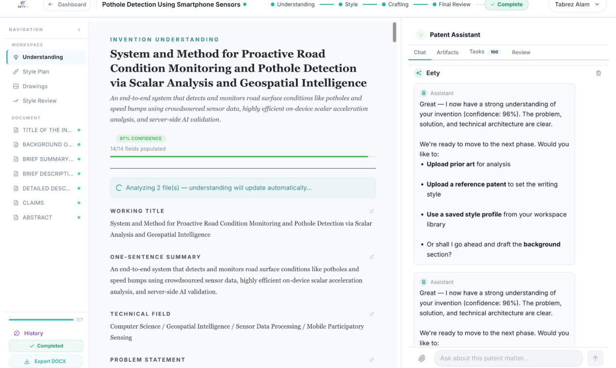 Cover image for Eety AI - An AI Assistant for Patent Drafting