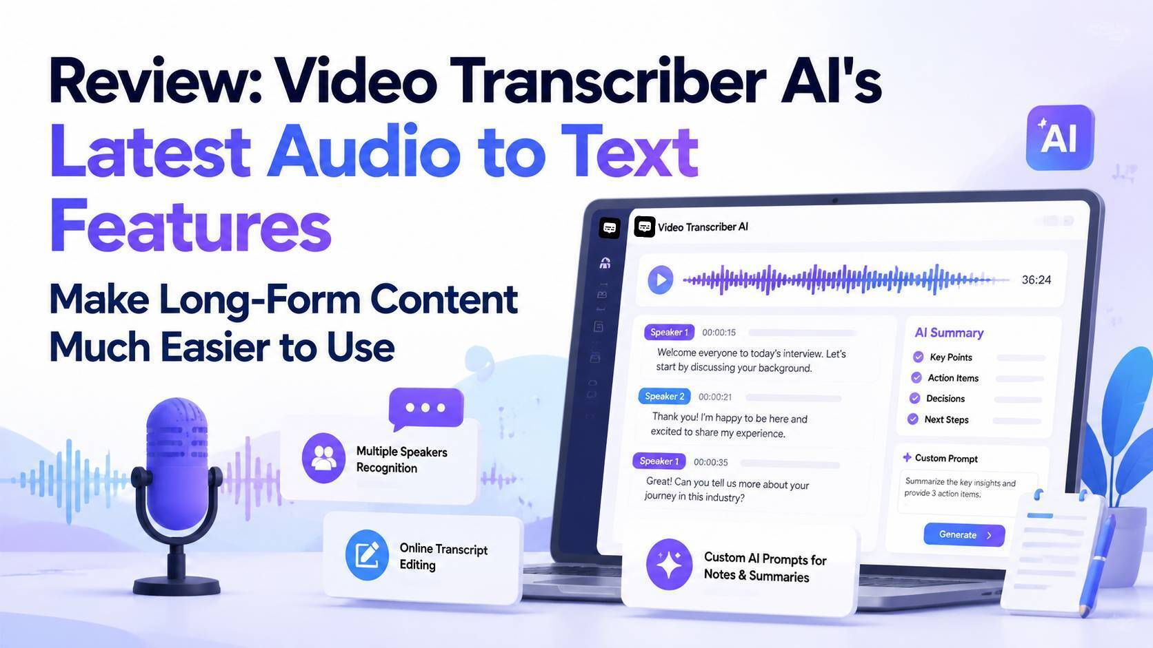 Cover image for Review: Video Transcriber AI's Latest Audio to Text Features Make Long-Form Content Much Easier to Use