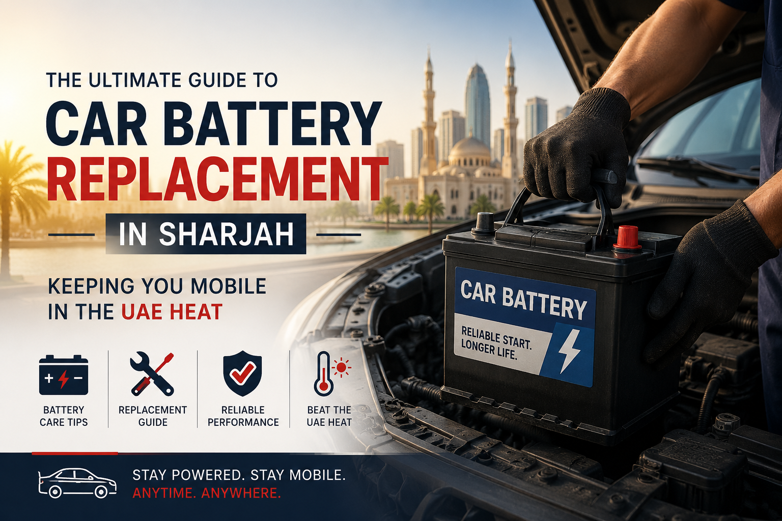 Cover image for The Ultimate Guide to Car Battery Replacement in Sharjah: Keeping You Mobile in the UAE Heat