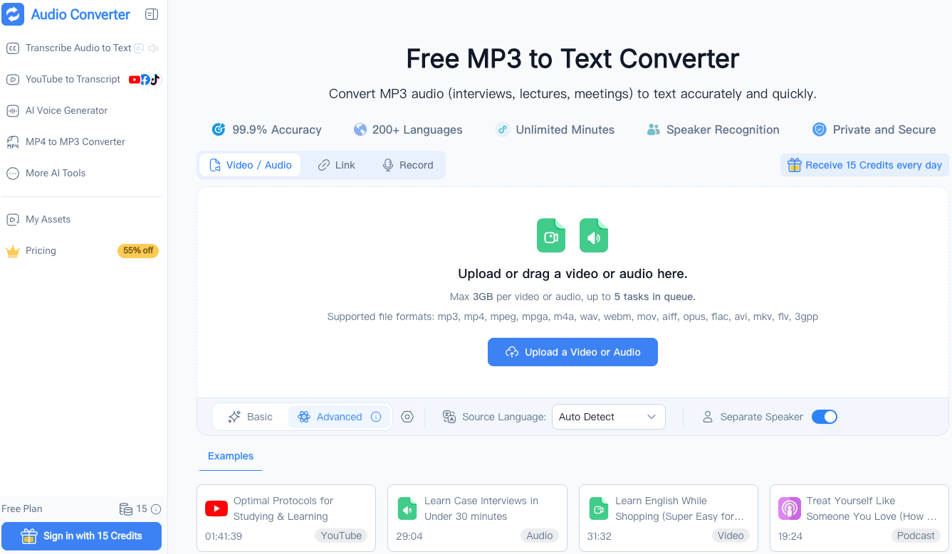 Free MP3 to Text Converter
