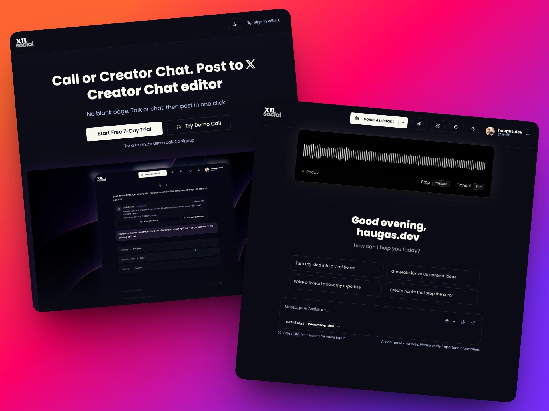 Cover image for X11.Social – Turn Conversations into Posts that Sound Like You