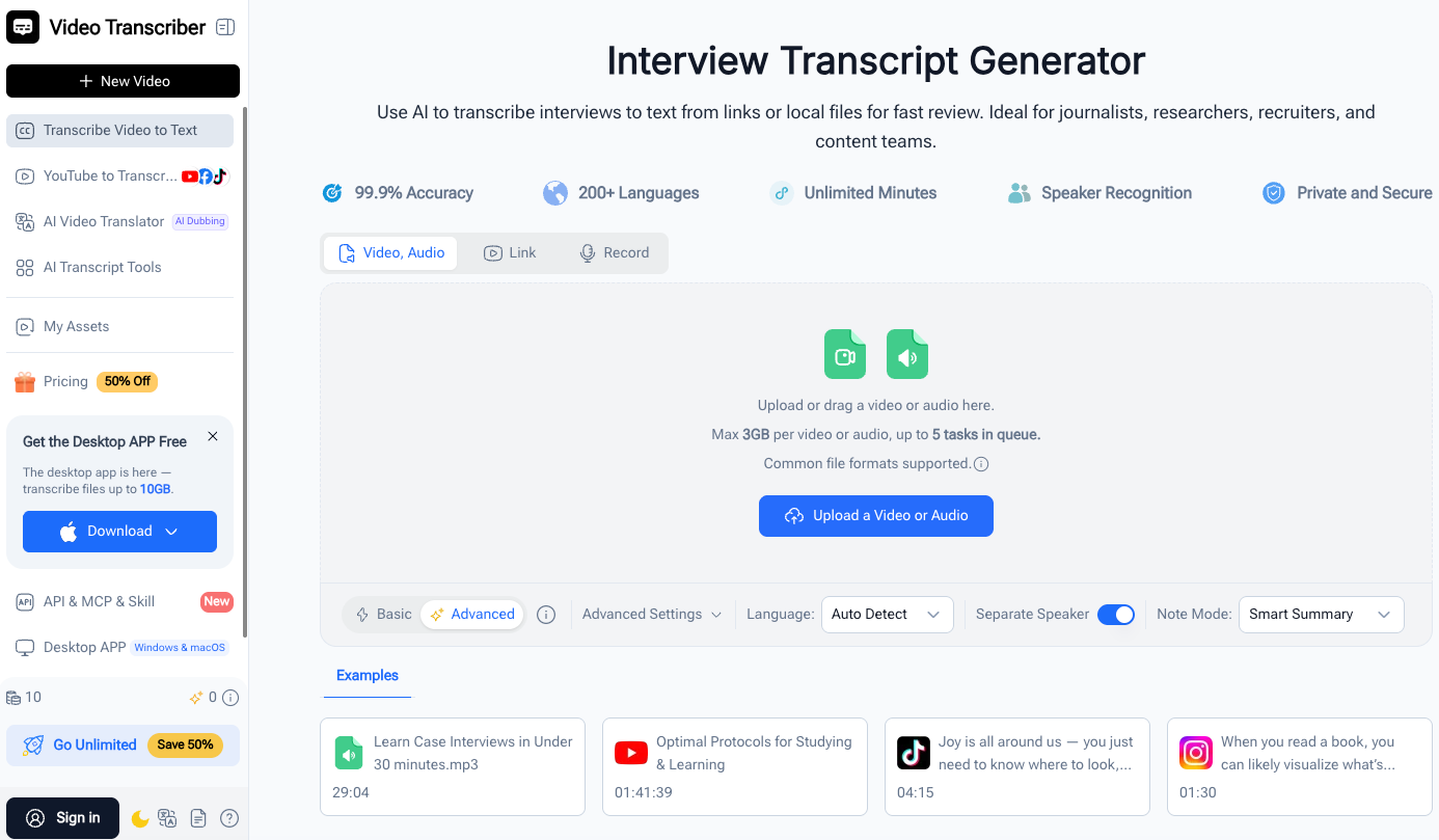 Interview Transcript Generator