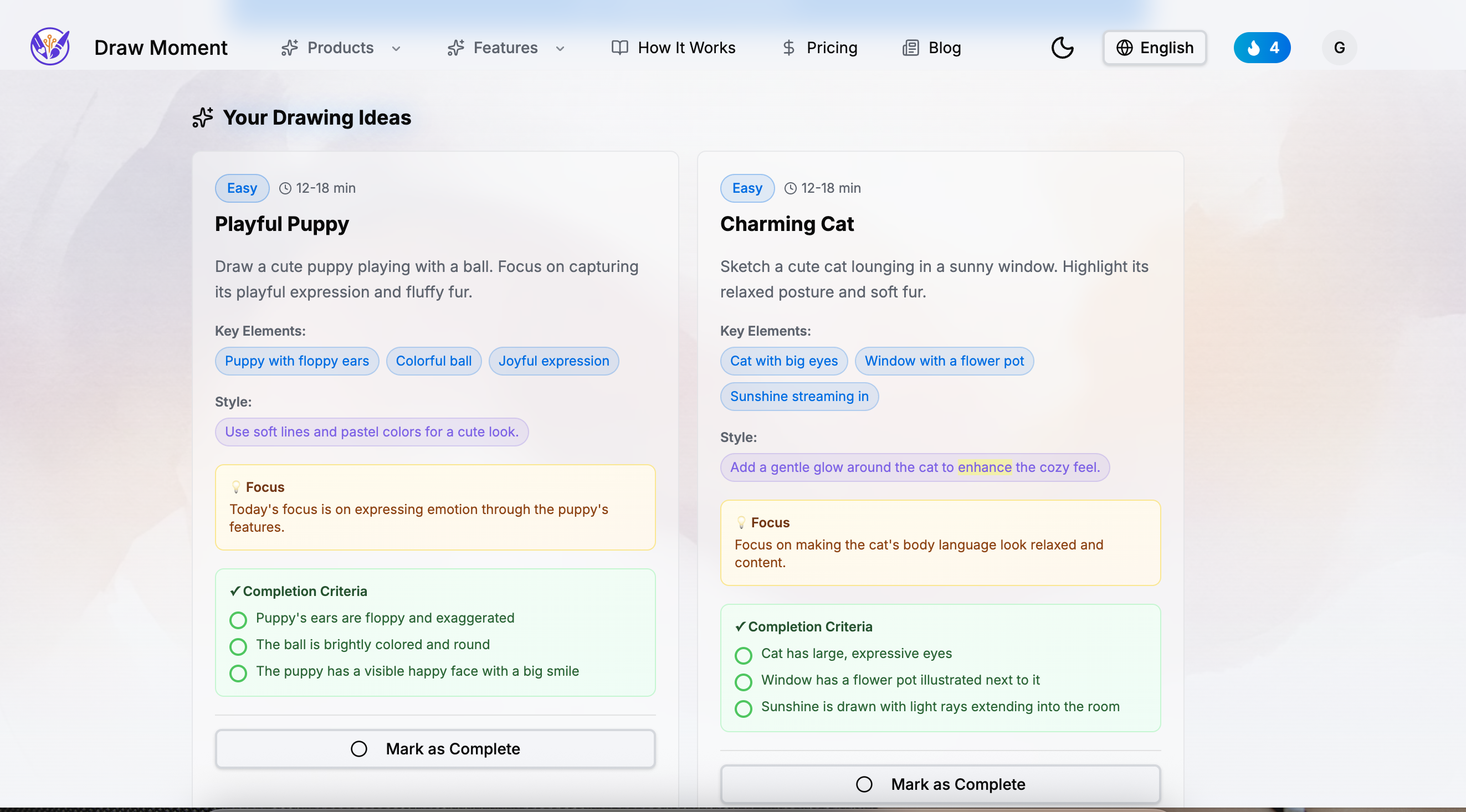 generated ideas From https://www.drawmoment.com