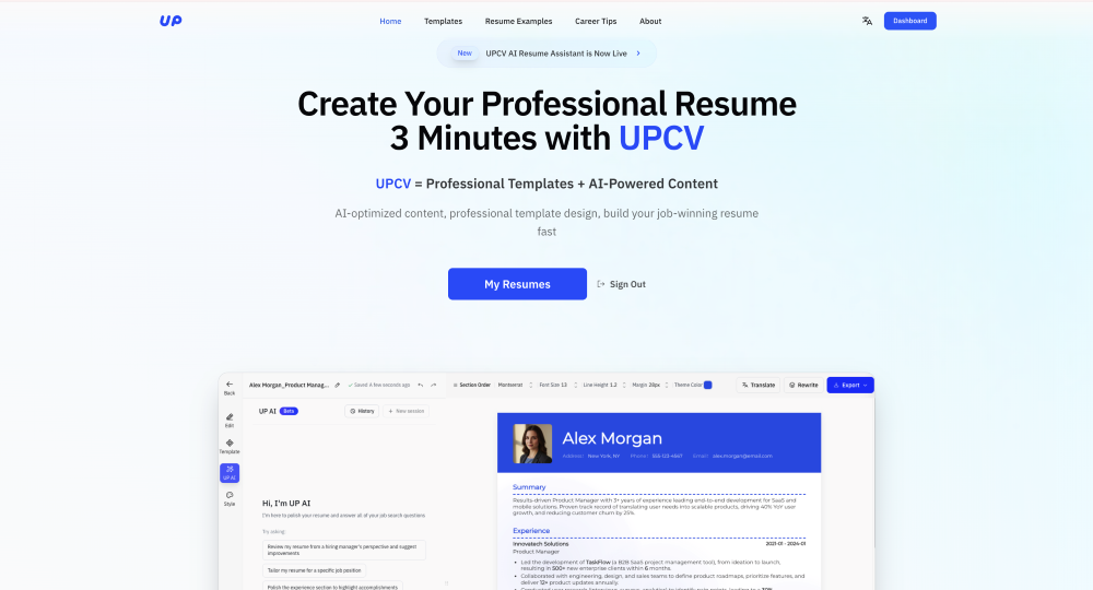 Cover image for UPCV: Free AI Resume Builder