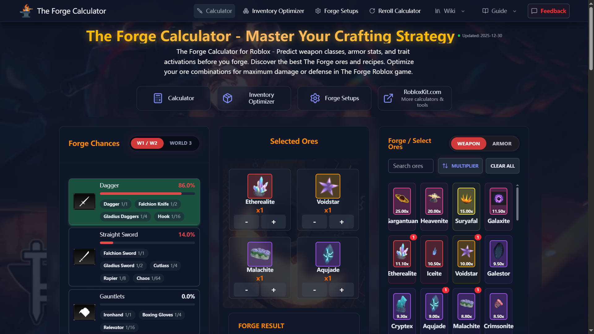 Cover image for Roblox The Forge Calculator