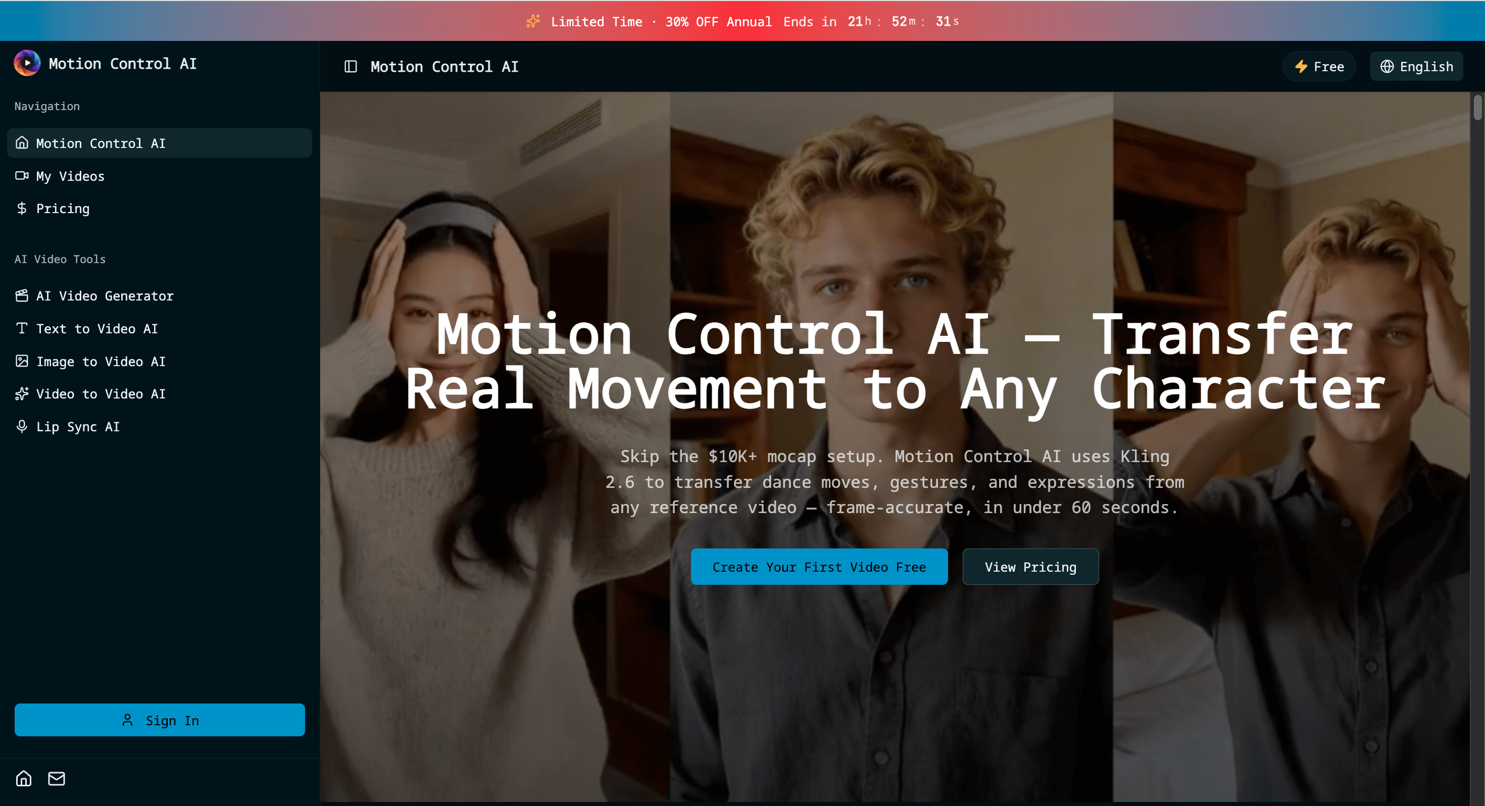 Cover image for Motion Control AI — Control-first AI video with reference motion (less prompt randomness)