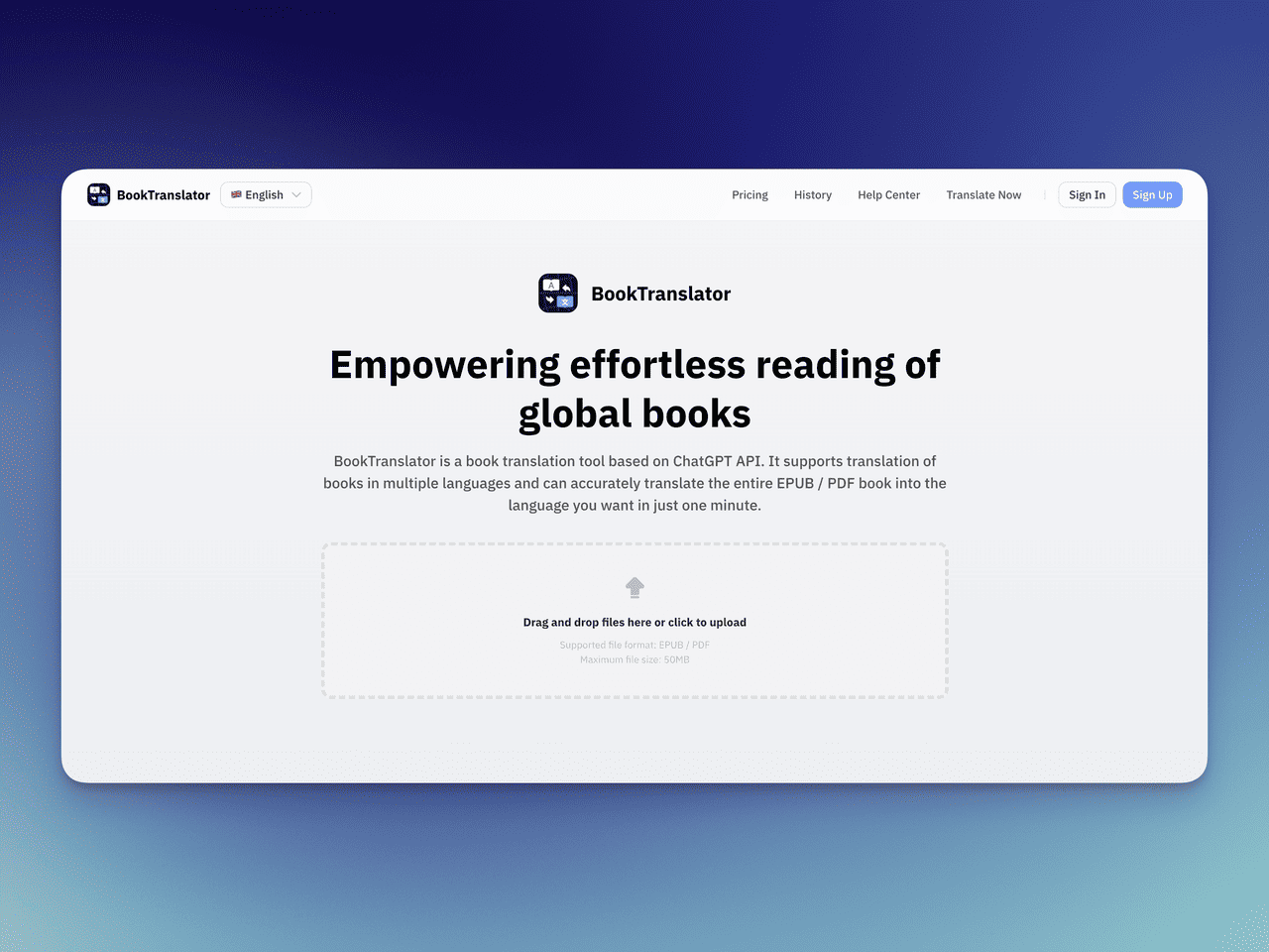 Cover image for BookTranslator - Online EPUB/PDF Book Translation Tool