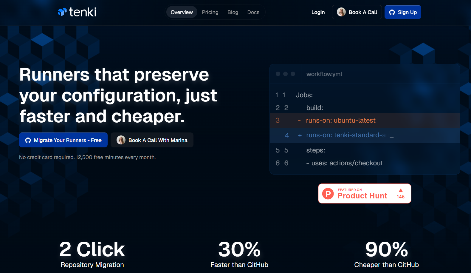 Cover image for Tenki is the best alternative to GitHub Actions hosted runners — 90% cheaper and 30% faster.