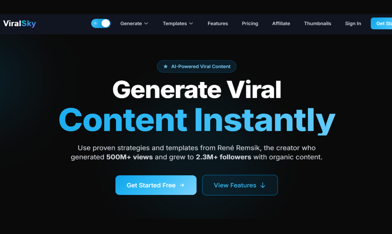 Cover image for ViralSky - Generate Viral Content Instantly