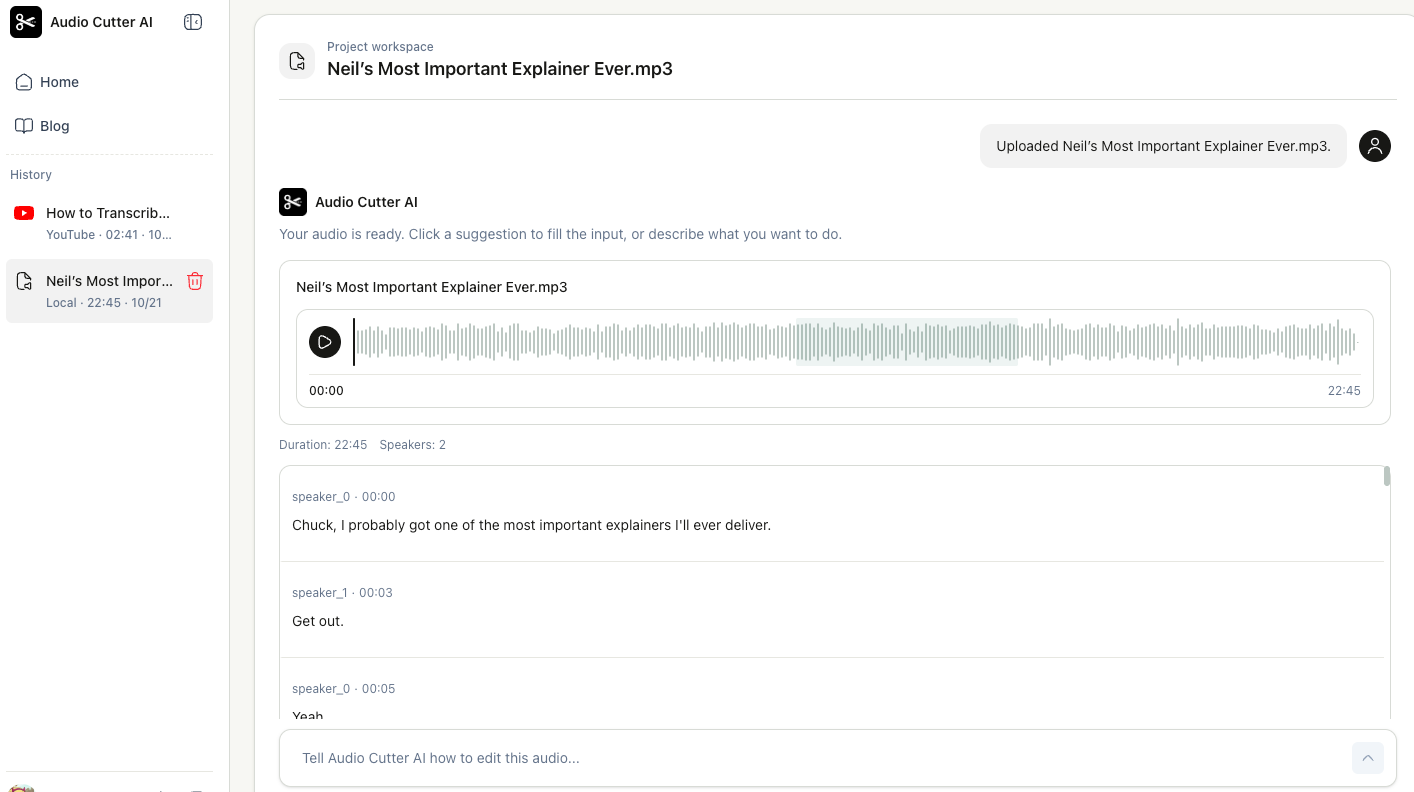 Audio Cutter AI: Cut and Edit Audio Using Natural Language