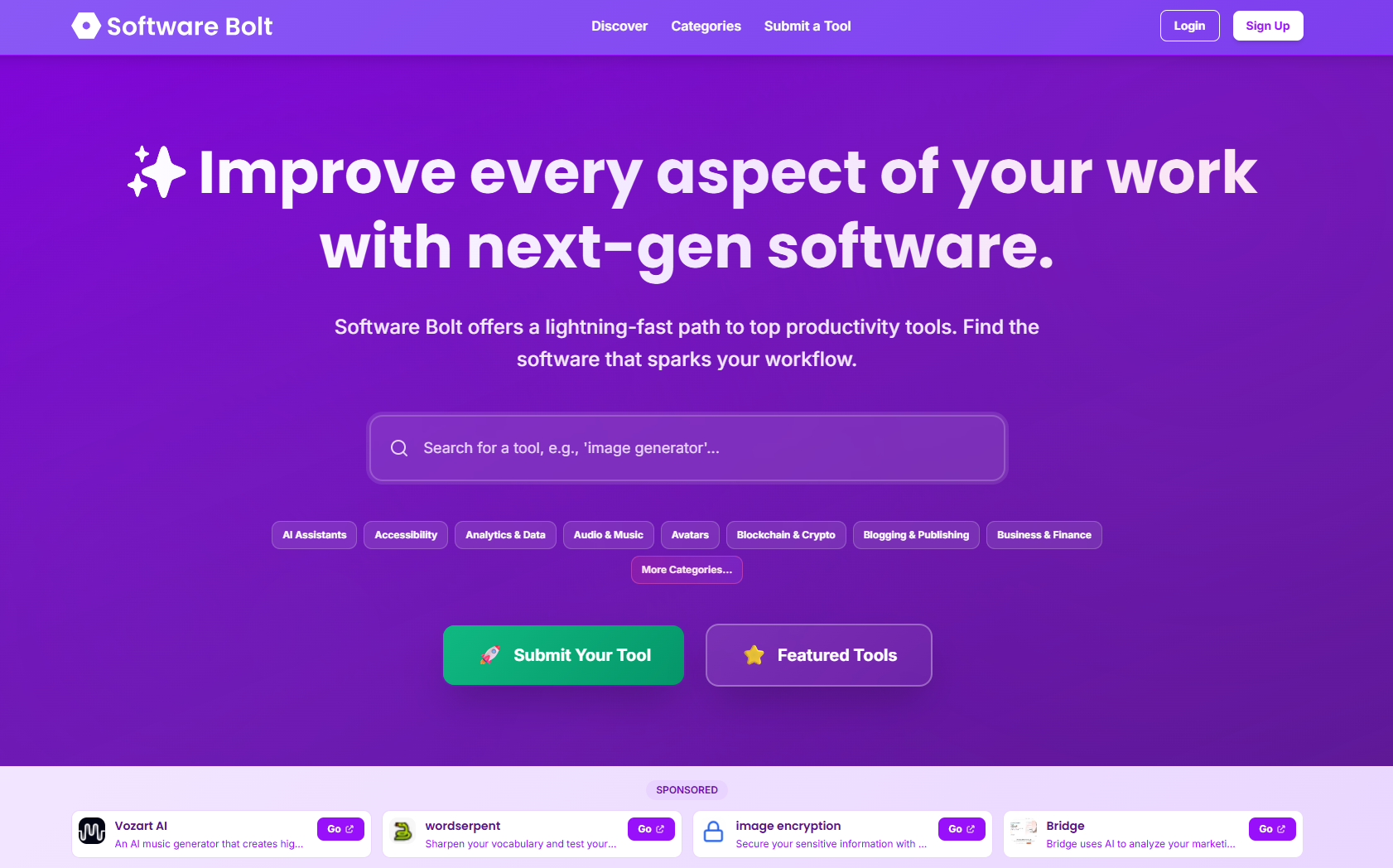 Cover image for ⚡ Software Bolt: Your Ultimate Hub for Next-Gen Productivity Tools